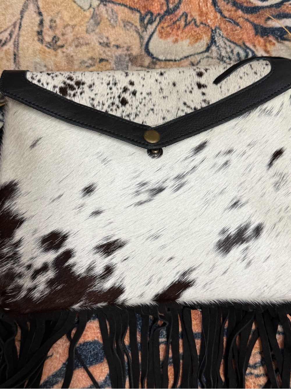 Genuine leather Cowhide w/hair. Fringe Cowhide Crossbody Bag. - Picture 4 of 13